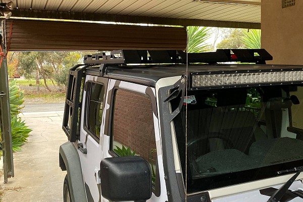 Picture of a Jeep Wrangler JK 4 Door Stealth Rack - Heavy Duty Low Profile Roof Rack with lights (4-Door) Number 7