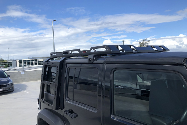 Picture of a Jeep Wrangler JK 4 Door Stealth Rack - Heavy Duty Low Profile Roof Rack with lights (4-Door)