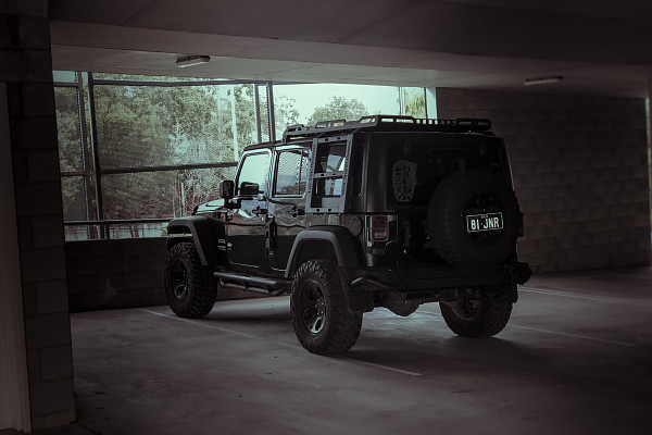 Picture of a Jeep Wrangler JK 4 Door Stealth Rack - Heavy Duty Low Profile Roof Rack with lights (4-Door) Number 26