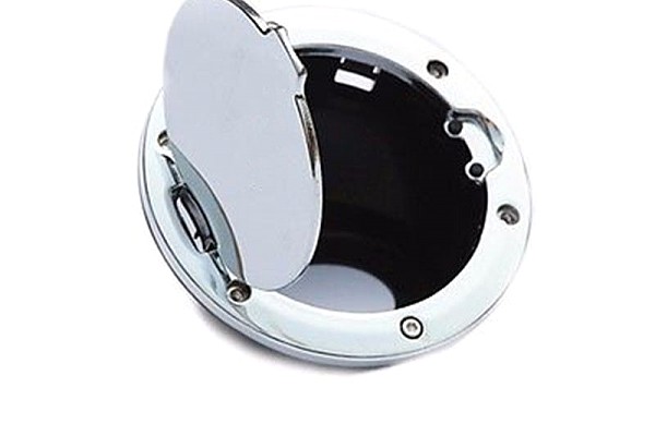 Picture of a Chrome Aluminium Alloy Fuel Cap Door Cover With Jeep Logo Number 1