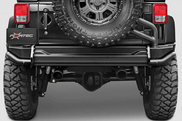 Picture of a Jeep Wrangler JK AEV Style Steel Rear Bumper Bar with Heavy Duty Spare Wheel Carrier 