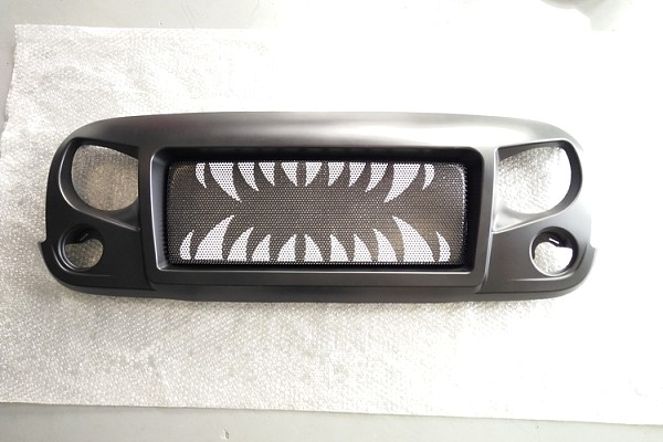 Picture of a  Jeep Wrangler JK Spartan Fang Style Angry Grille Matte black