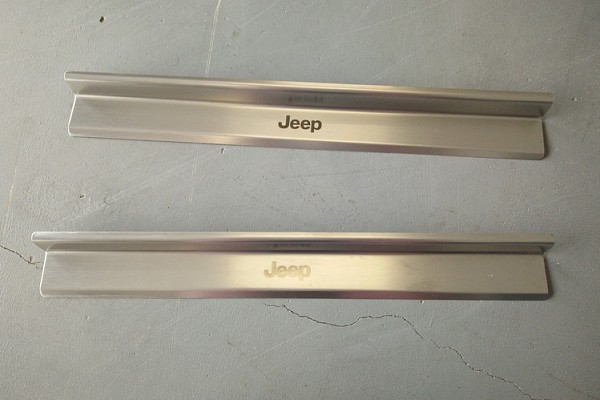 Picture of a 2 door type Stainless Steel door sill plate door add on (No Jeep Logo)