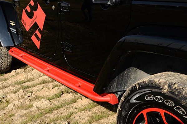 Picture of a 10th Anniversary Style Rock Sliders for 4-Door Jeep JK Black-satin (Set) Number 6