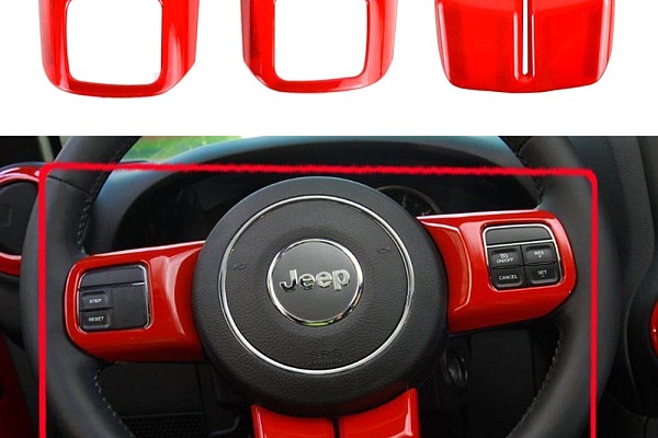 Picture of a 3 Pieces Red Steering wheel Cover Trim Number 1