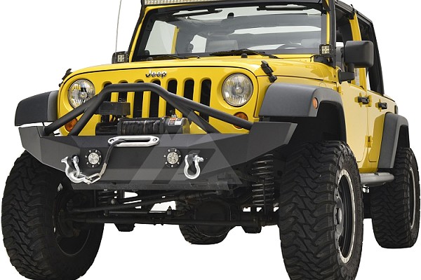 Picture of a JW0316 Poison Spyder Style Steel Front Bumper with Winch Cradle and D-Ring & LED Lights Number 3