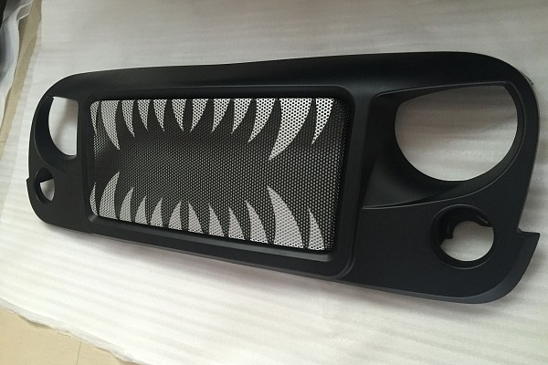 Picture of a  Jeep Wrangler JK Spartan Fang Style Angry Grille Matte black
