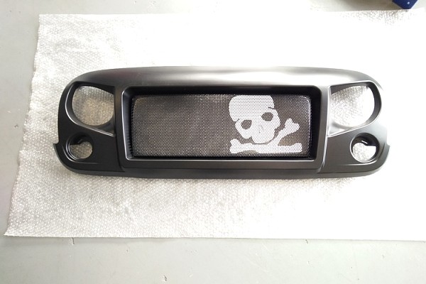 Picture of a  Jeep Wrangler JK Spartan Skull Style Angry Grille Matte black Number 1