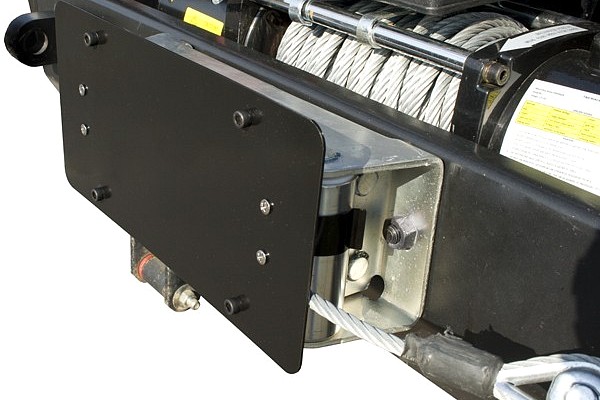 Picture of a Jeep Wrangler Winch Roller Fairlead License Plate Holder Bracket Mount Number 1