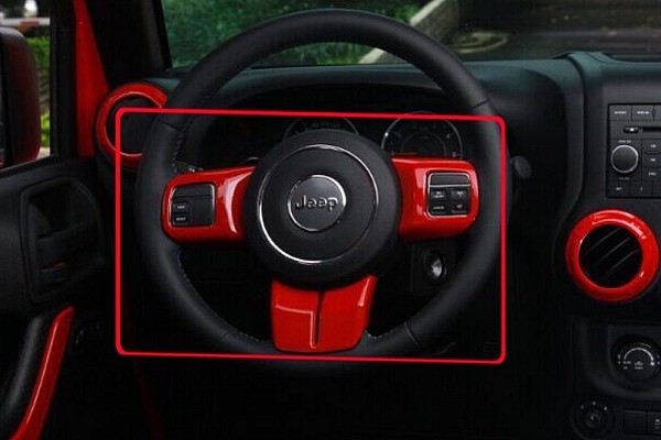 Picture of a 3 Pieces Red Steering wheel Cover Trim Number 4